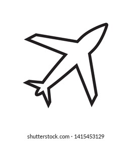 A simple silhouette design of an airplane on a white background