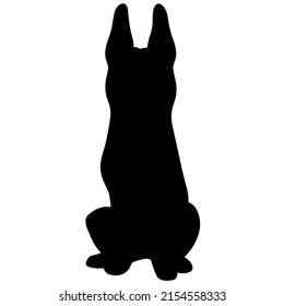 Simple silhouette of Doberman Pinscher sitting in front view