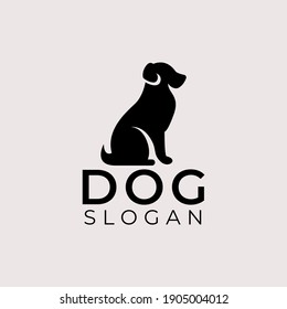 simple silhouette dog logo design