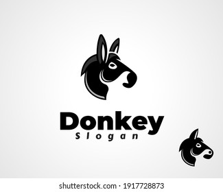 simple silhouette Donkey horse head vector logo design inspiration illustration