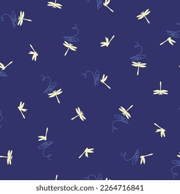 Simple silhouette dragonfly seamless pattern,