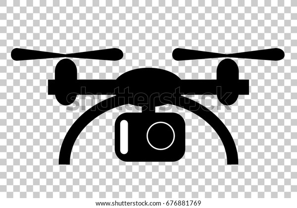 Simple Silhouette Drone Transparent Effect Background Stock Vector