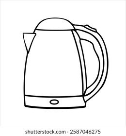 Simple silhouette of a electric kettle. Teapot black icon. Cookware collection. Vector illustration isolated on white background.