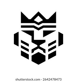simple silhouette of ethnic lion king face logo vector