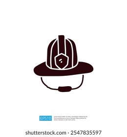 A simple silhouette of a firefighter's helmet with a microphone, representing fire safety and emergency services.