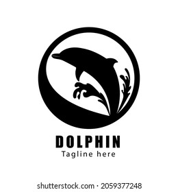 simple silhouette flat dolphin logo