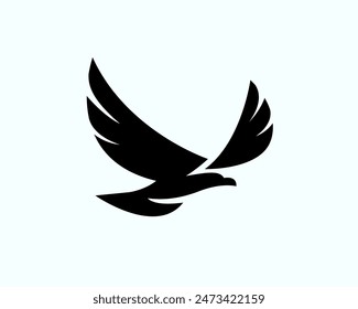 simple silhouette flying eagle hawk falcon logo design template illustration inspiration