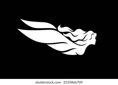 Simple Silhouette of Flying Harpy Creature