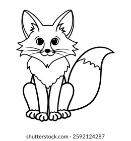simple silhouette of fox animals, black and white vector design, illustration of white background.