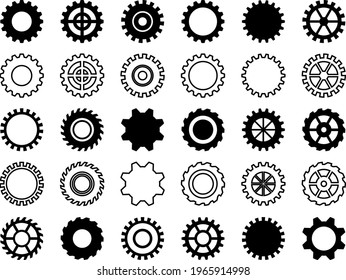Simple silhouette gear icon set