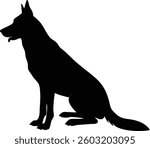 Simple Silhouette of a German Shepherd Sitting Minimalist Dog Icon Vector Illustration