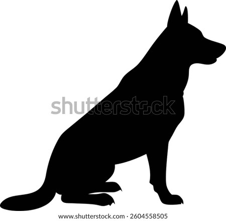Simple Silhouette of a German Shepherd Sitting Minimalist Dog Icon Vector Illustration