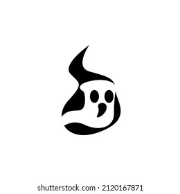 Simple Silhouette Ghost Logo Design Concept Isolated in White Background