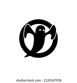 Simple Silhouette Ghost Logo Design Concept Isolated in White Background