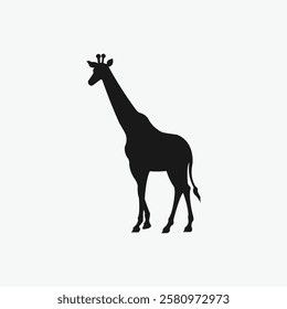 Simple silhouette of a giraffe, perfect for wildlife-themed designs.