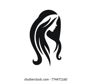 Simple Silhouette Girl Head Hair Profile Stock Vector (Royalty Free ...