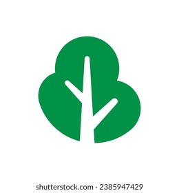 simple silhouette of green leaves on a hidden tree logo vector