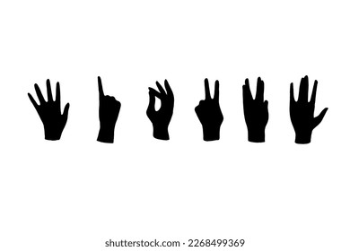 Simple silhouette hands  Sign language  Gestures stamps  Human hands