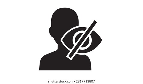 Simple silhouette head and shoulders icon with eye symbol representing privacy and anonymity in a single subject