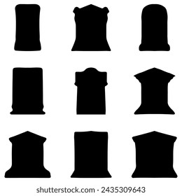 Simple silhouette of headstone icon set