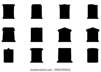 Simple silhouette of headstone icon set