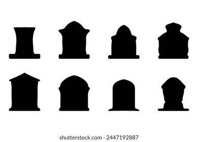 Simple silhouette of headstone icon set