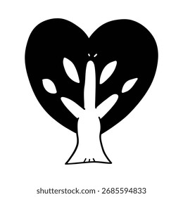 Simple Silhouette Heart Shaped Tree Illustration Nature Element Graphic