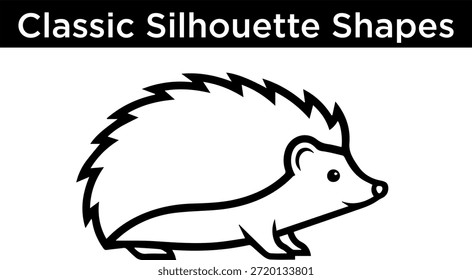 Silhueta simples de um ouriço isolado no fundo branco