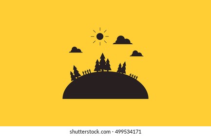 Simple silhouette of hills vector flat illustration