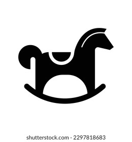simple silhouette of horse toy logo vector