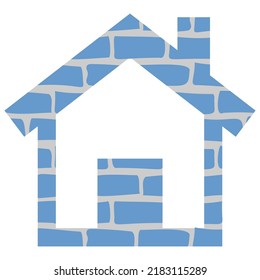 Simple silhouette of a house with a brick texture. vector illustration