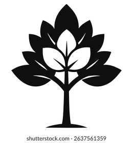 Simple silhouette icon of a flower or tree, perfect for logos, websites, or app designs.