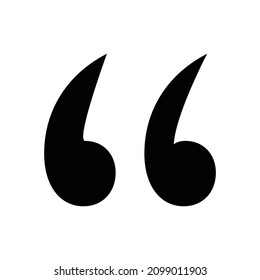 Simple silhouette icon for quotation marks. Vector.