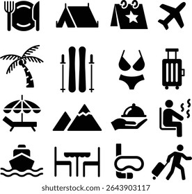 Simple Silhouette Icon Set for Resorts