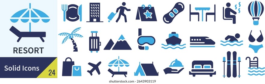 Simple Silhouette Icon Set for Resorts