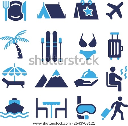 Simple Silhouette Icon Set for Resorts