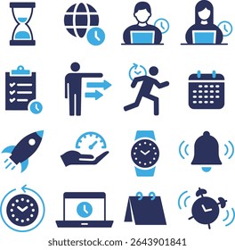 Einfaches Silhouette Icon Set für die Zeit