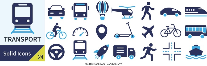 Simple Silhouette Icon Set for Transportation