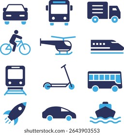 Simple Silhouette Icon Set for Transportation