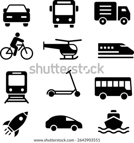 Simple Silhouette Icon Set for Transportation