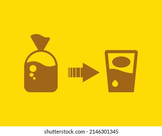 Simple Silhouette Icon Vector Illustration Of Bulk Cooking Oil Repackaged Into Cooking Oil Premium EPS 10