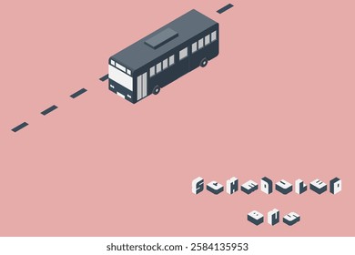 Simple silhouette illustration of a bus on the road.Isometric diagram illustration for use in infographics.Copy space available.