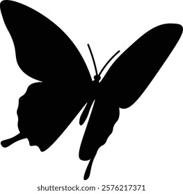 Simple silhouette illustration of a flying butterfly