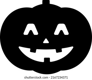 Simple silhouette illustration of Halloween pumpkin (Jack O Lantern, smile)