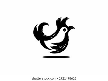 Simple silhouette illustration of a little rooster