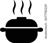 A simple silhouette illustration of a steaming pot