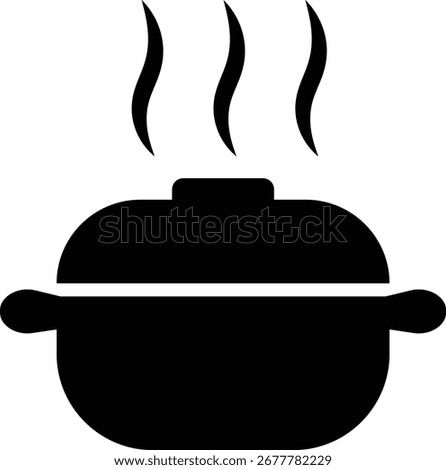 A simple silhouette illustration of a steaming pot