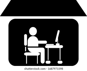 Simple Silhouette Illustration of Work From Home