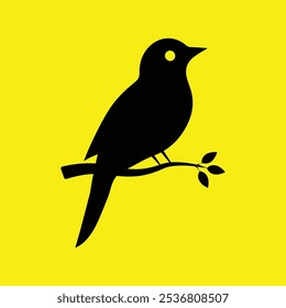 A simple silhouette image of a bird vector icon, logo and graphic design isolated on white background.