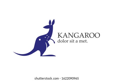 Simple silhouette kangaroo logo design vector 